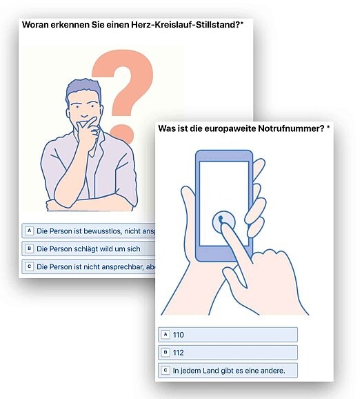 2 Screnshots des Quiz-Moduls